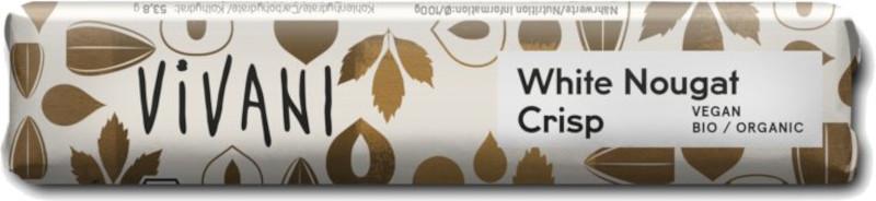 Chokoladebar White Nougat Crisp med økologisk risdrink Vivani 18x35g