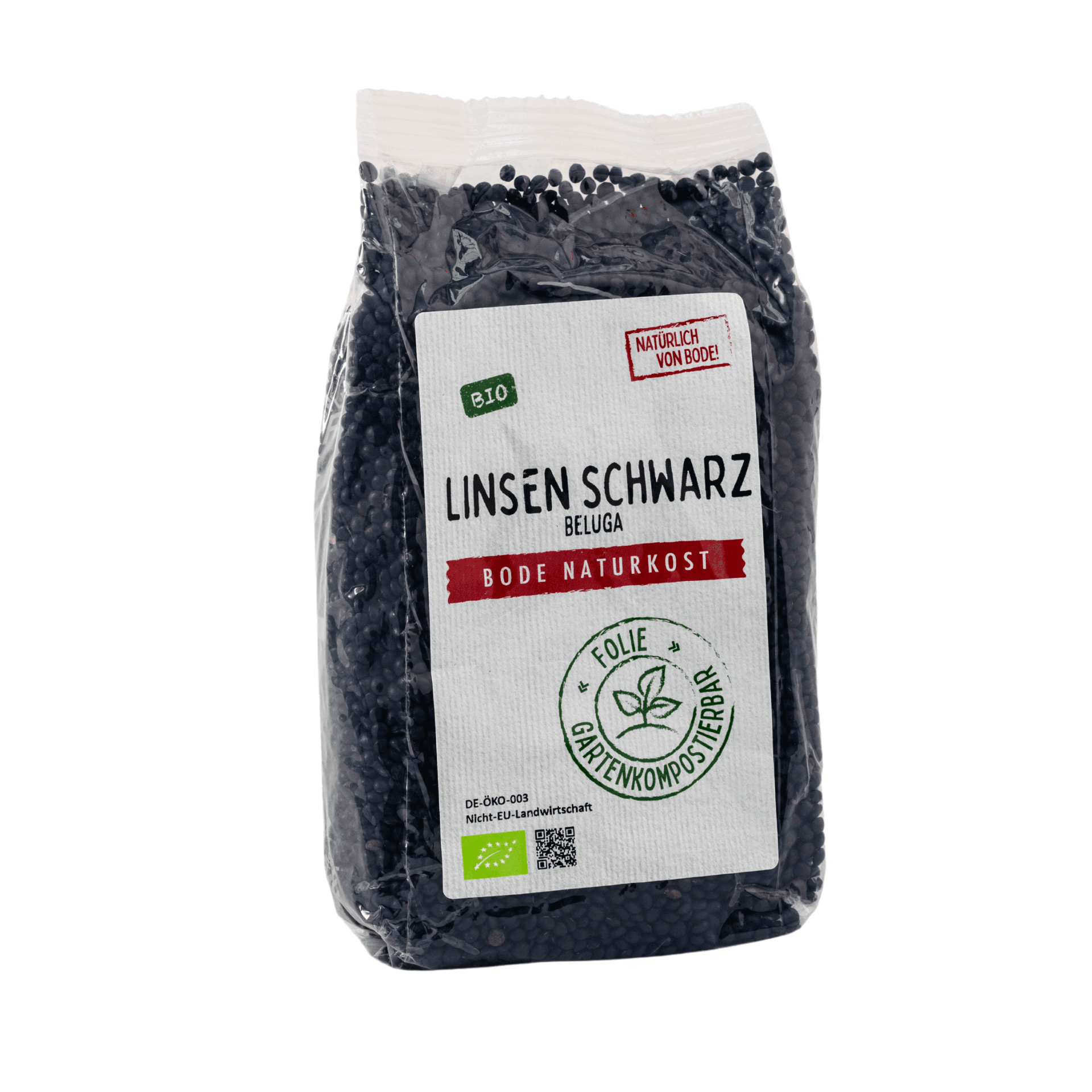 Økologiske sorte linser (Beluga), komposterbar pose 6x500g