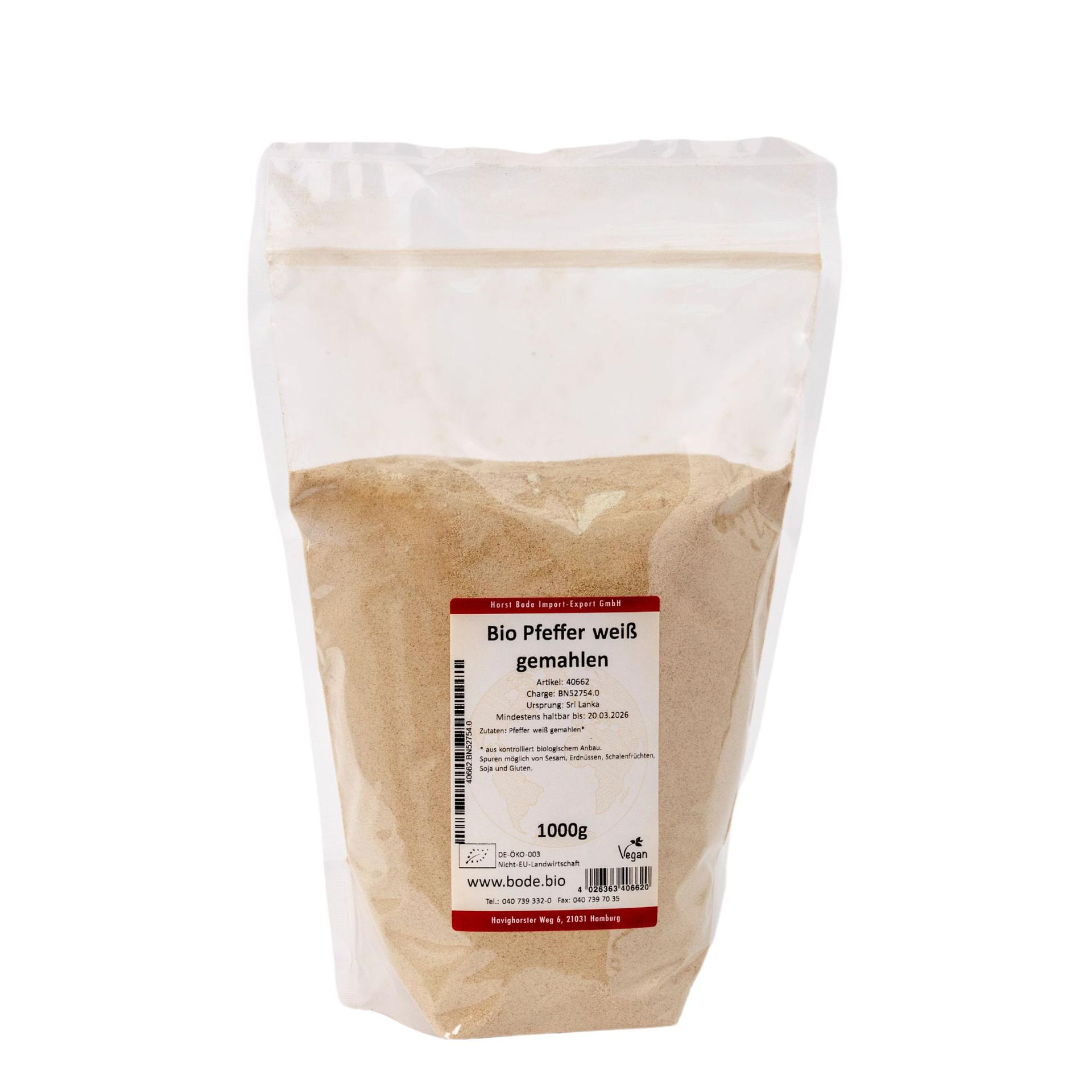 Økologisk hvid malet peber 1kg