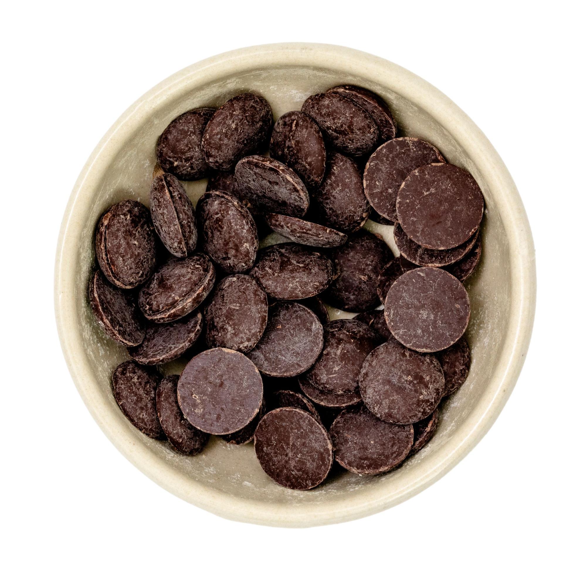 Økologiske mørke chokoladedrops til naschen og bagning (18mm) bio 5kg