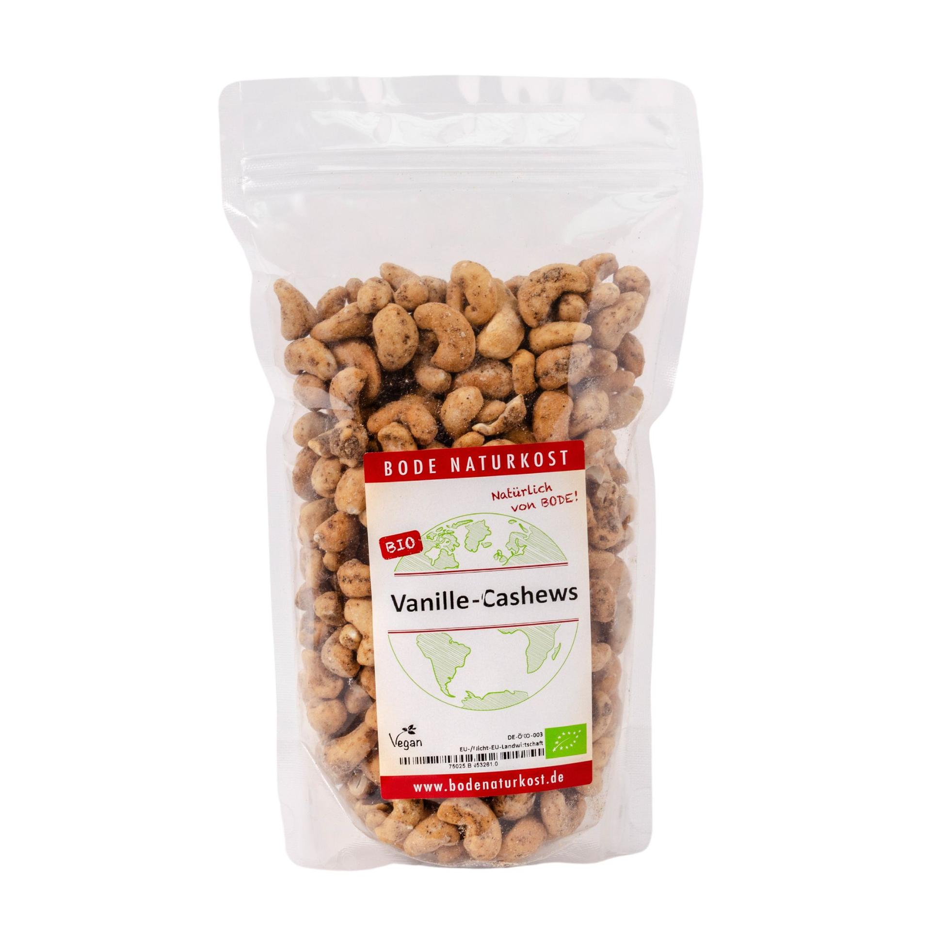 Vanilje-Cashews - Cashewnødder ristet let sukret med vanilje Økologisk 500g