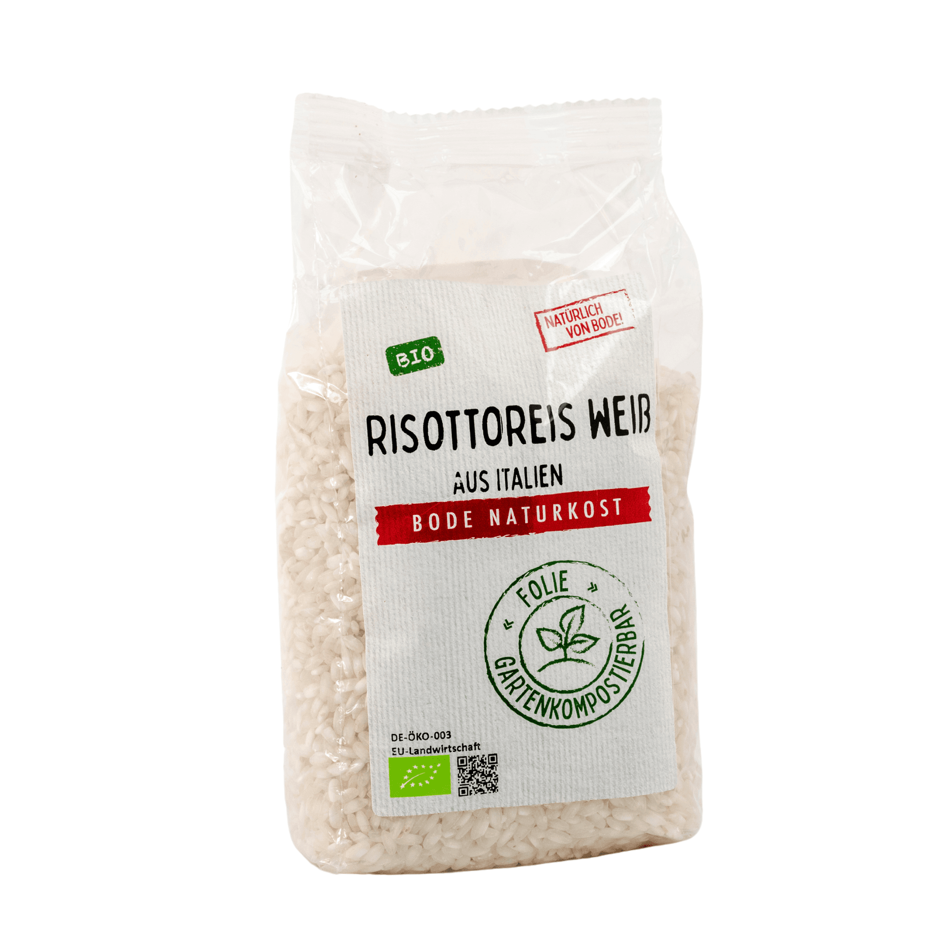 Hvid Økologisk risotto ris fra Italien, komposterbar pose 6x500g