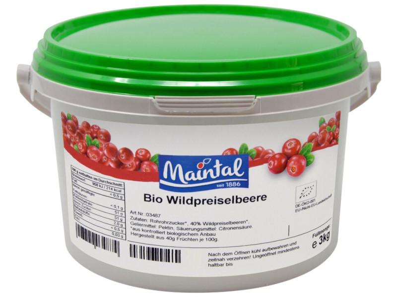 Økologisk Wild-Preiselbeere Frugtforberedelse Maintal 3kg med dansk Økologisk-sukker