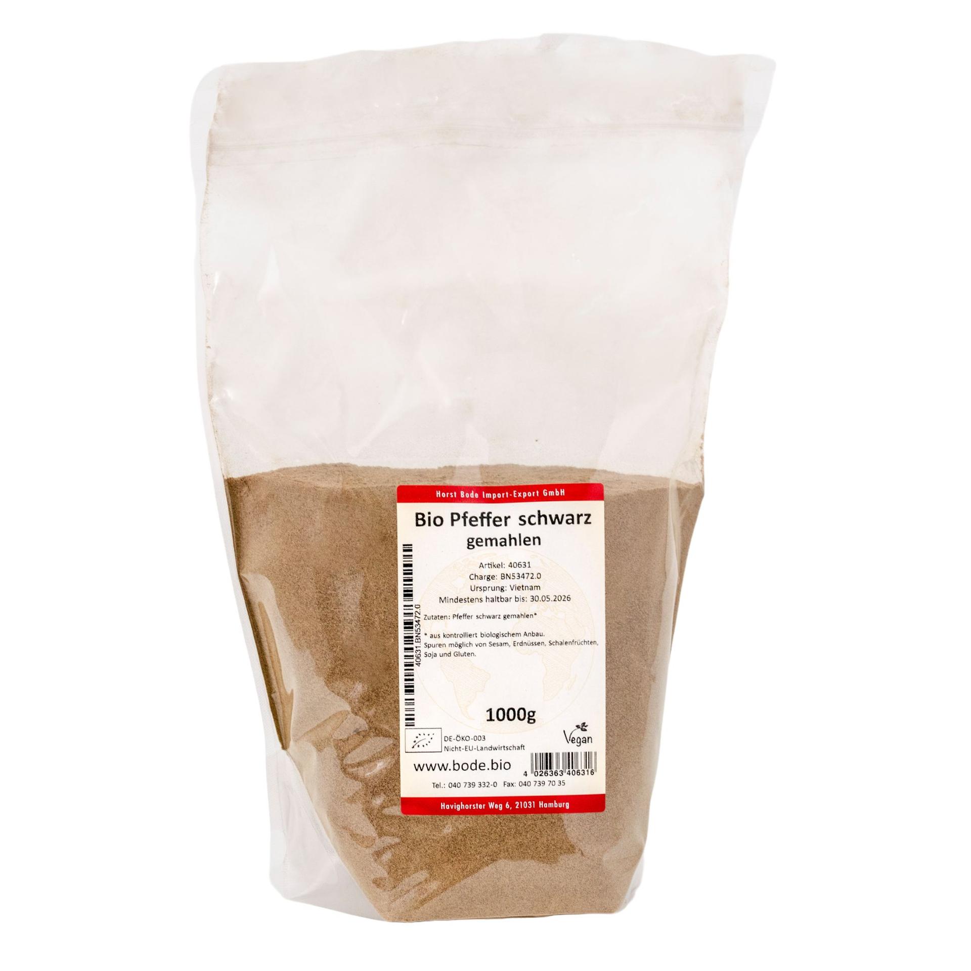 Sort peber malet økologisk 1kg