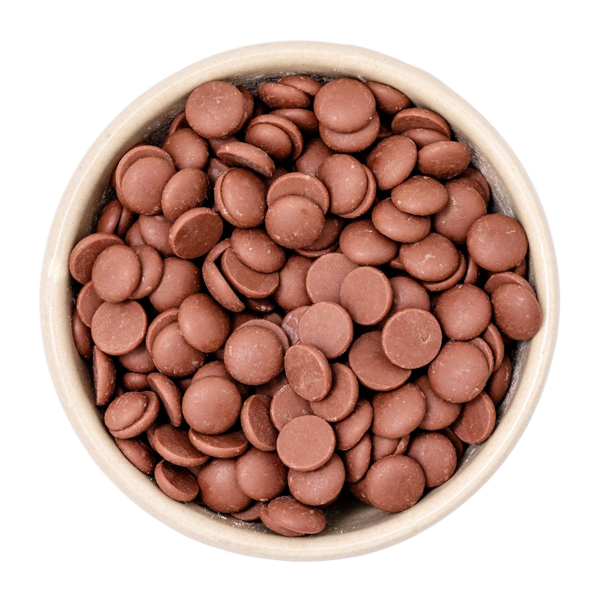 Drops ca. 10 mm Økologisk mælkechokolade overtræk mindst 35% kakao 20kg