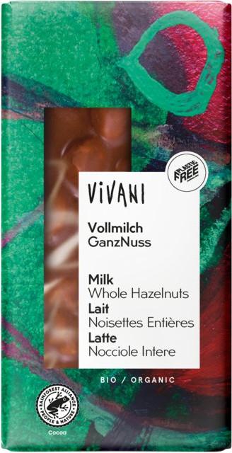 Bordchokolade Mælkesjokolade GanzNuss Økologisk Vivani 10x100g
