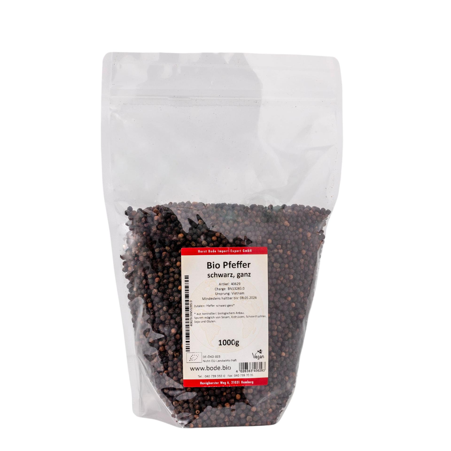 Hele sorte peberkorner økologisk 1kg