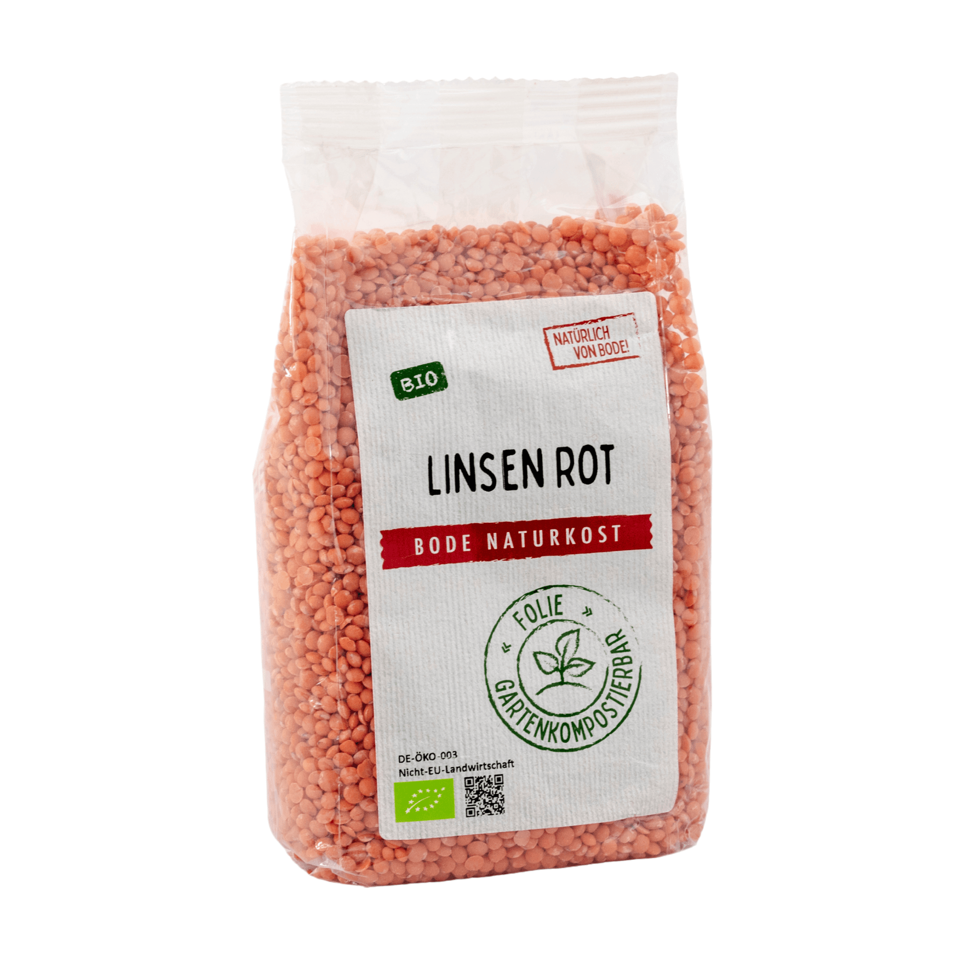 Økologiske røde linser, havekomposterbar pose 6x500g