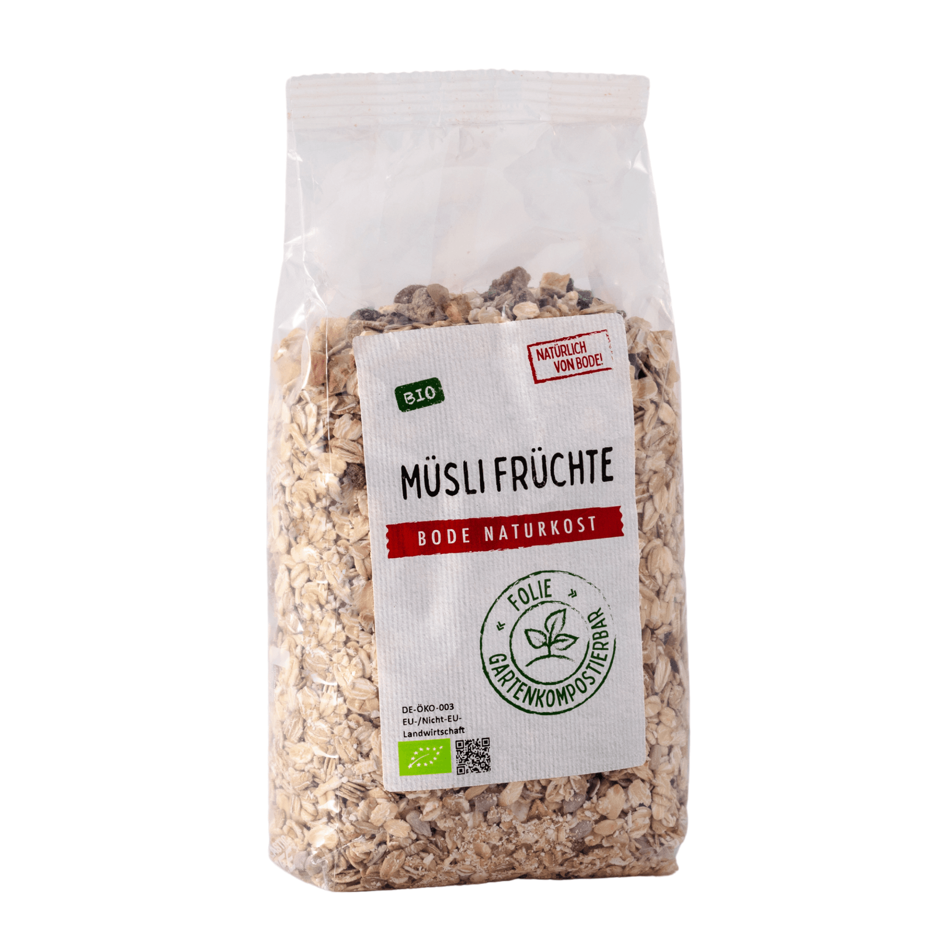 Økologisk Müsli med frugter, komposterbar pose 6x500g