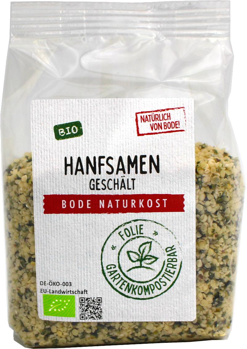 Skållede økologiske hampfrø, havekomposterbar pose 6x200g