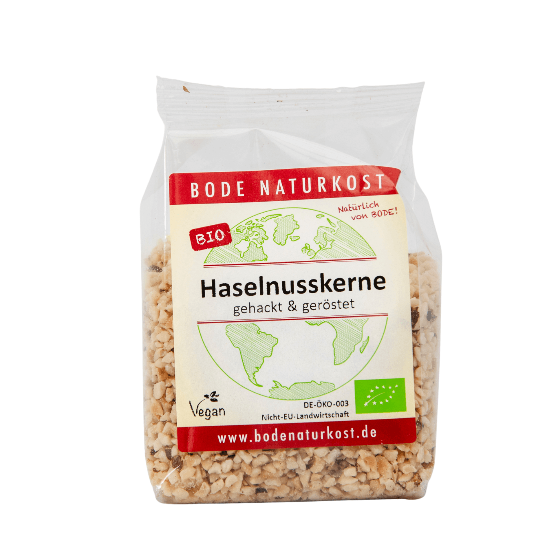 Økologisk hakkede og ristede hasselnødder 6x100g