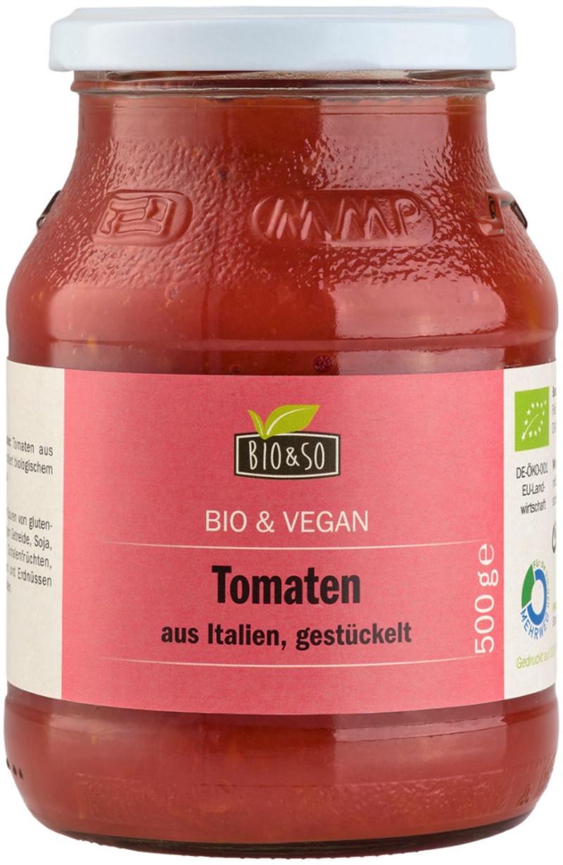Økologiske stærkt stykkede Tomater Bio&So 6x500g