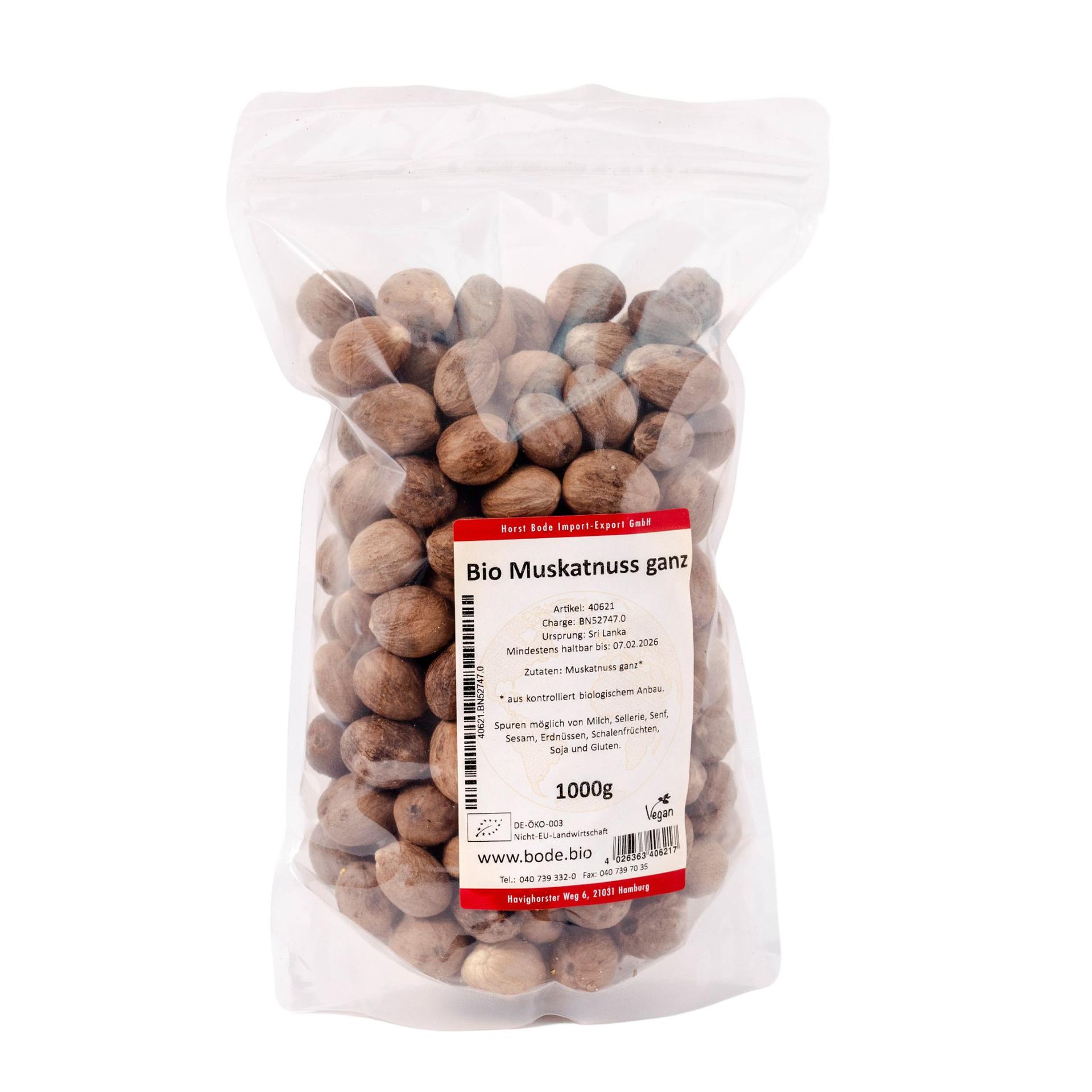 Økologisk hel muskatnød 1kg